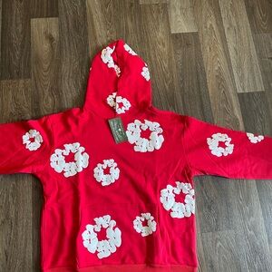 Red denim tears hoodie worn twice